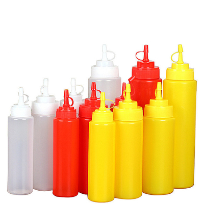 Distributeur de moutarde de ketchup de LDPE de catégorie comestible bouteille de compression de 16 onces avec le chapeau